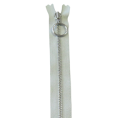 30cm/4mm – Lys grå – Metallglidelås m/ring