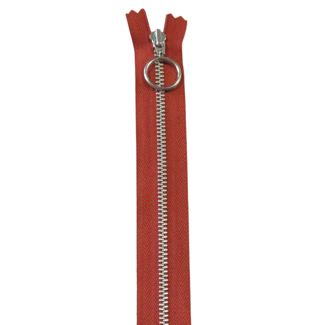25cm/4mm – Rust – Metallglidelås m/ring