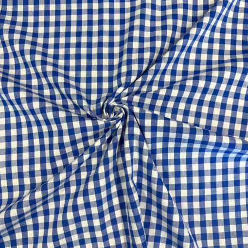Blå ruter 1×1cm – Bomullspoplin