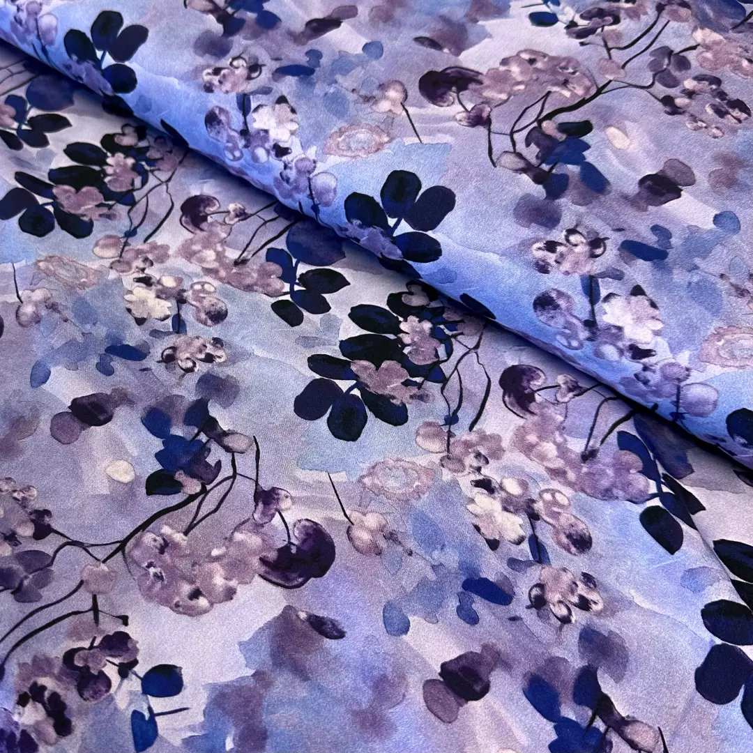 Lilla m/blomster - vevd viskose