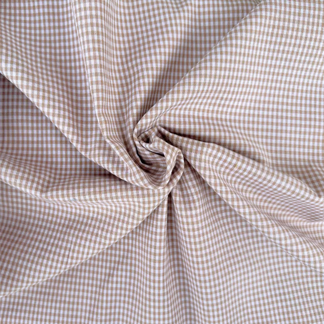 Beige ruter 0,3×0,3 cm – Bomullspoplin