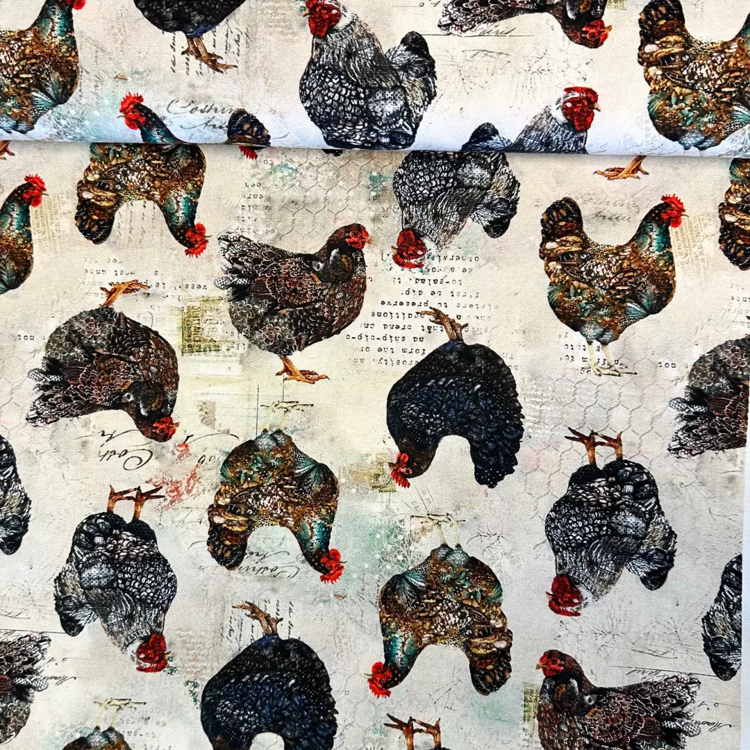 Rustic Chickens - Boho Chick - Bomull