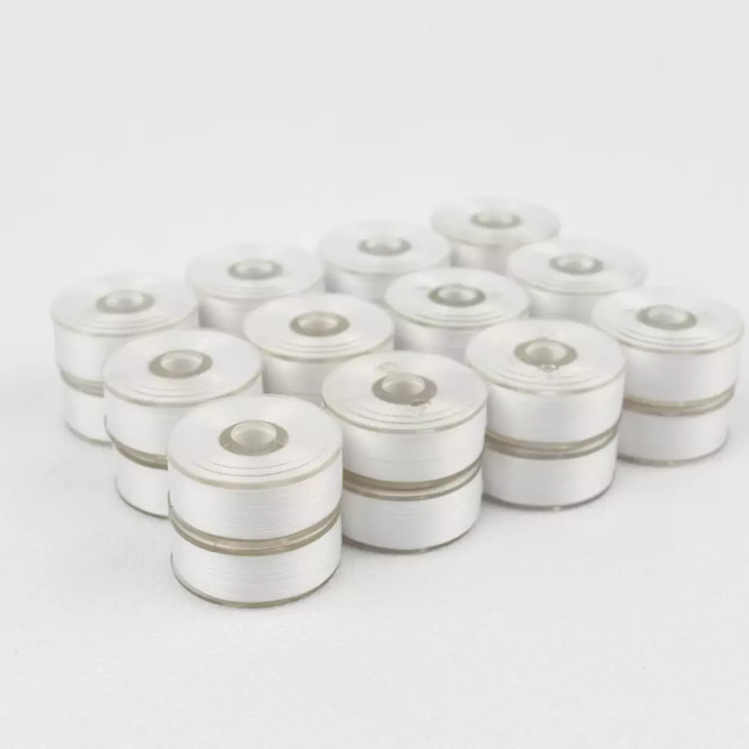 12stk ferdigspolet undertråd - Hvit - Wonderfil