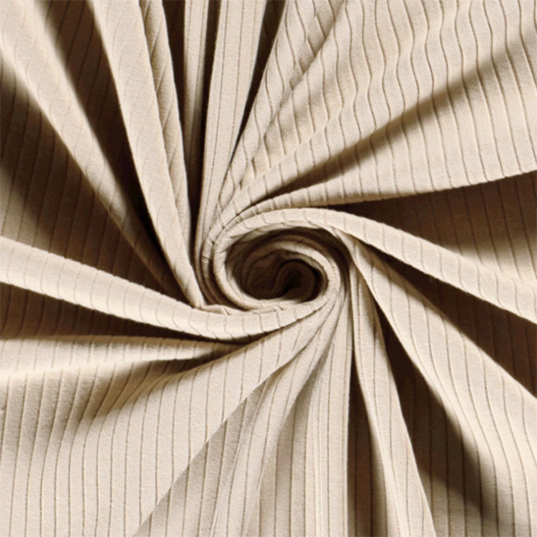 Lys beige 052 – Økotex – Ribb-bomullsjersey