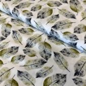 Hvit m/blader fv.029 - Vevd viskose