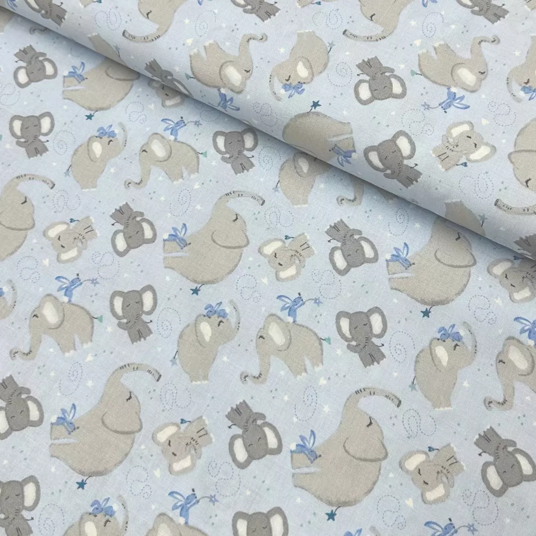 Elephant toss blue - Safari Lullaby – Bomull