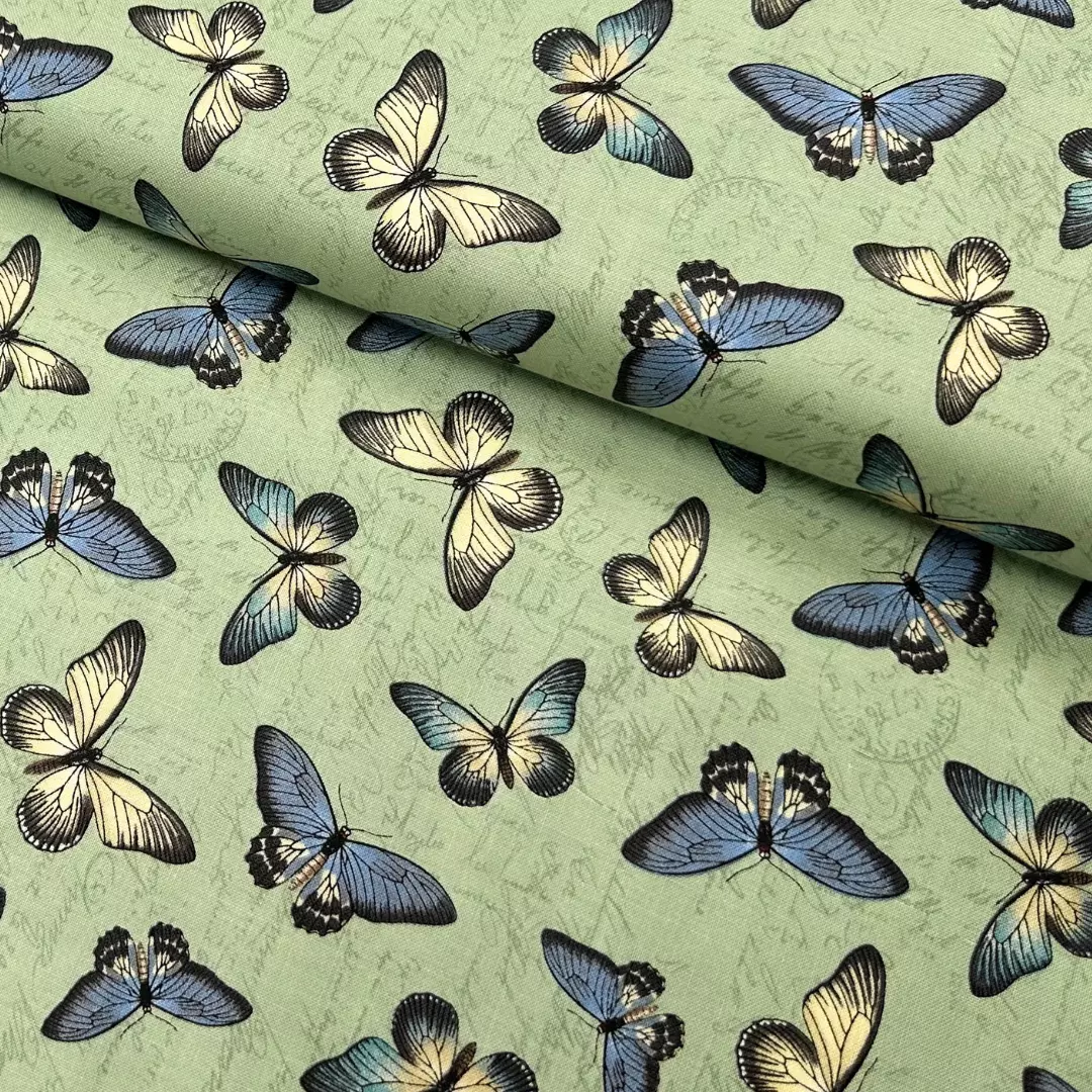 Butterfly Toss Sage - Garden Grace - Bomull