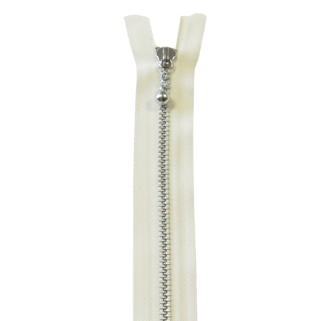 50cm/4mm – Ecru – Metall - Delbar glidelås