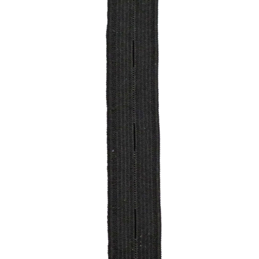 Sort – 15mm – Knapphulls-elastikk