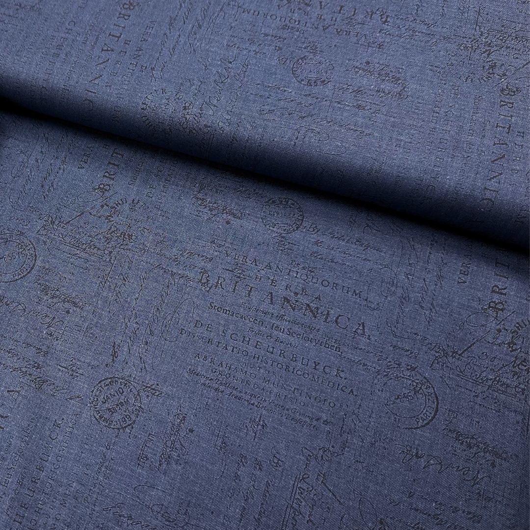 Script Texture Navy fv.444 – Garden Grace – Bomull