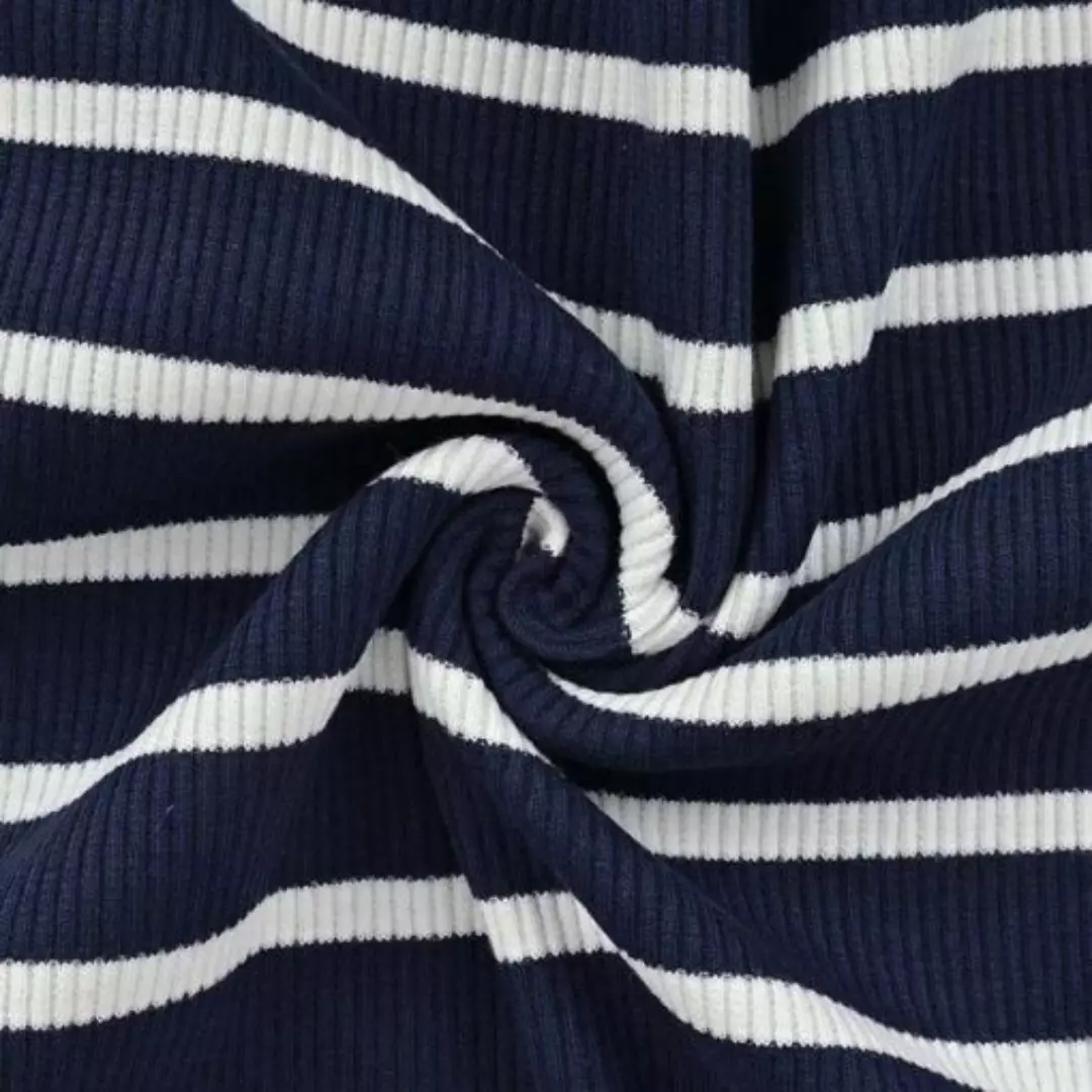 Striper Marine/Hvit - Økotex - Jerseyribb