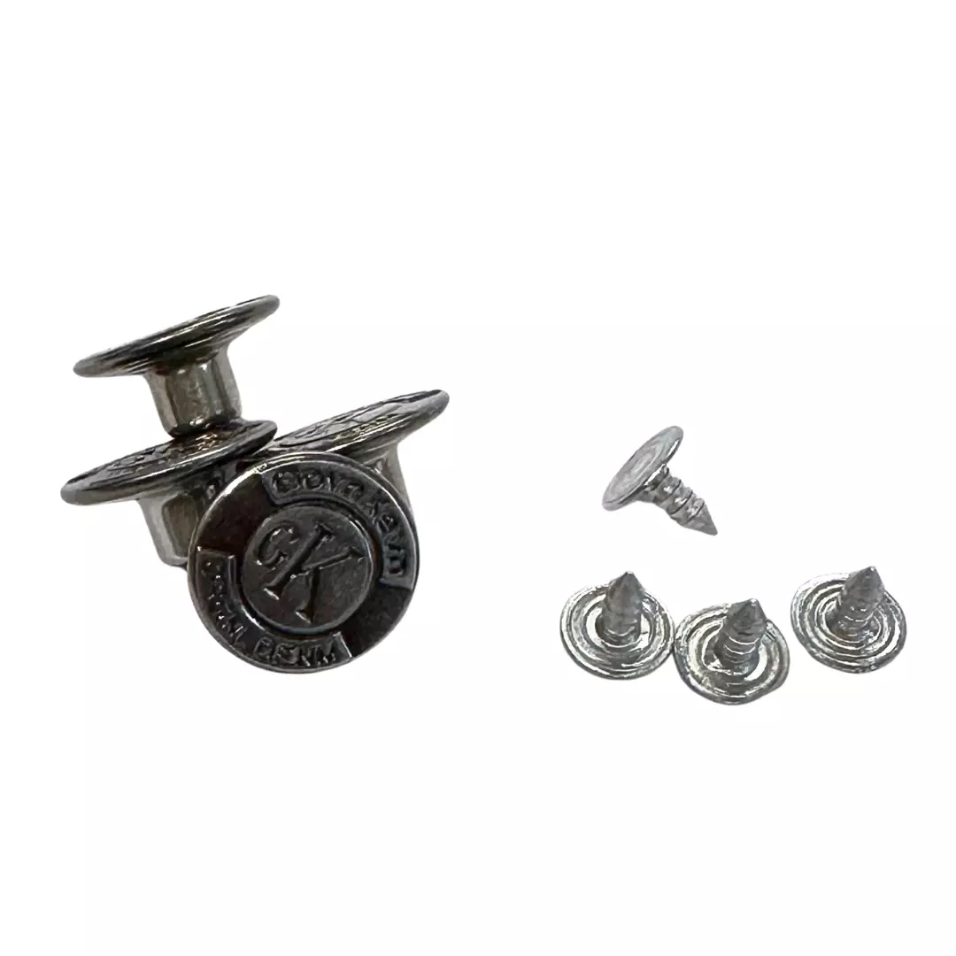 Sølv - 17mm - 4pk - Denimknapper