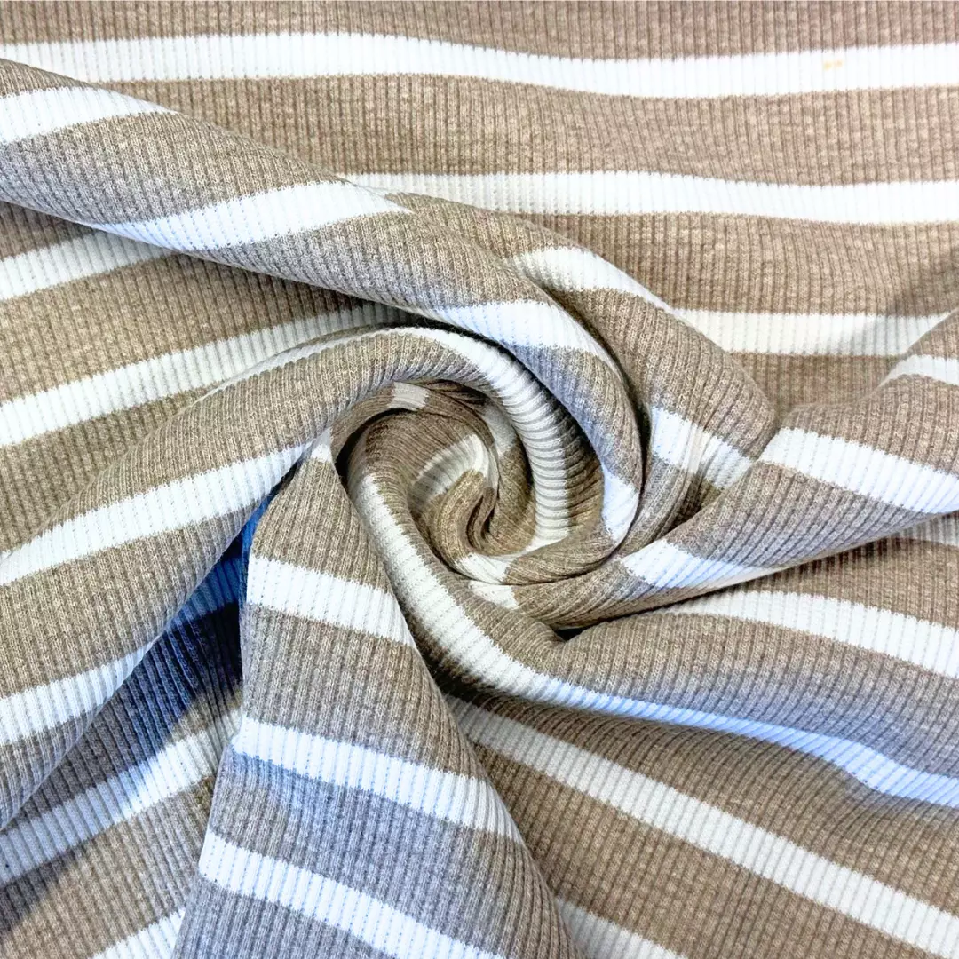 Striper Lys brun/Hvit – Økotex – Jerseyribb