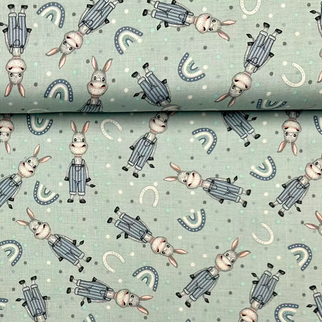Light Teal Donkey 593 - Boho Buddies - Bomull