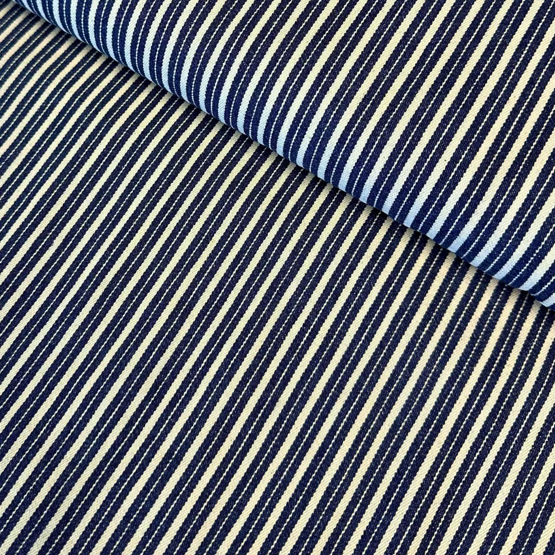 Navy & cream striper frv.08 - Økotex - Denim m/stretch