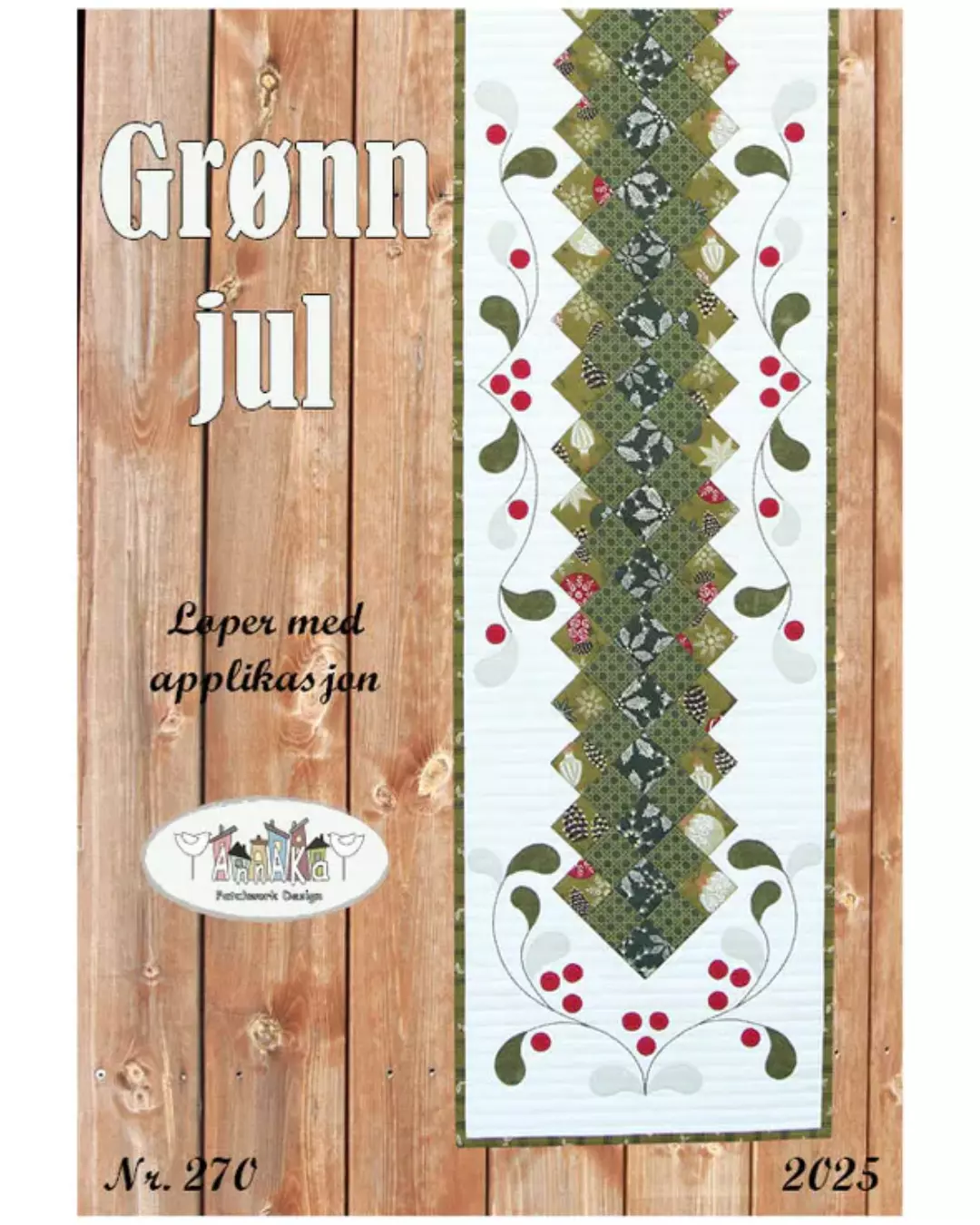 Grønn jul - Løper med applikasjon - AnnAKa