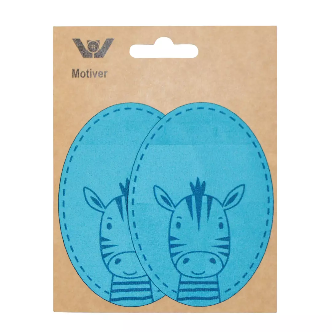 Lys turkis Zebra - Ruskinn – 2stk – Strykemerke