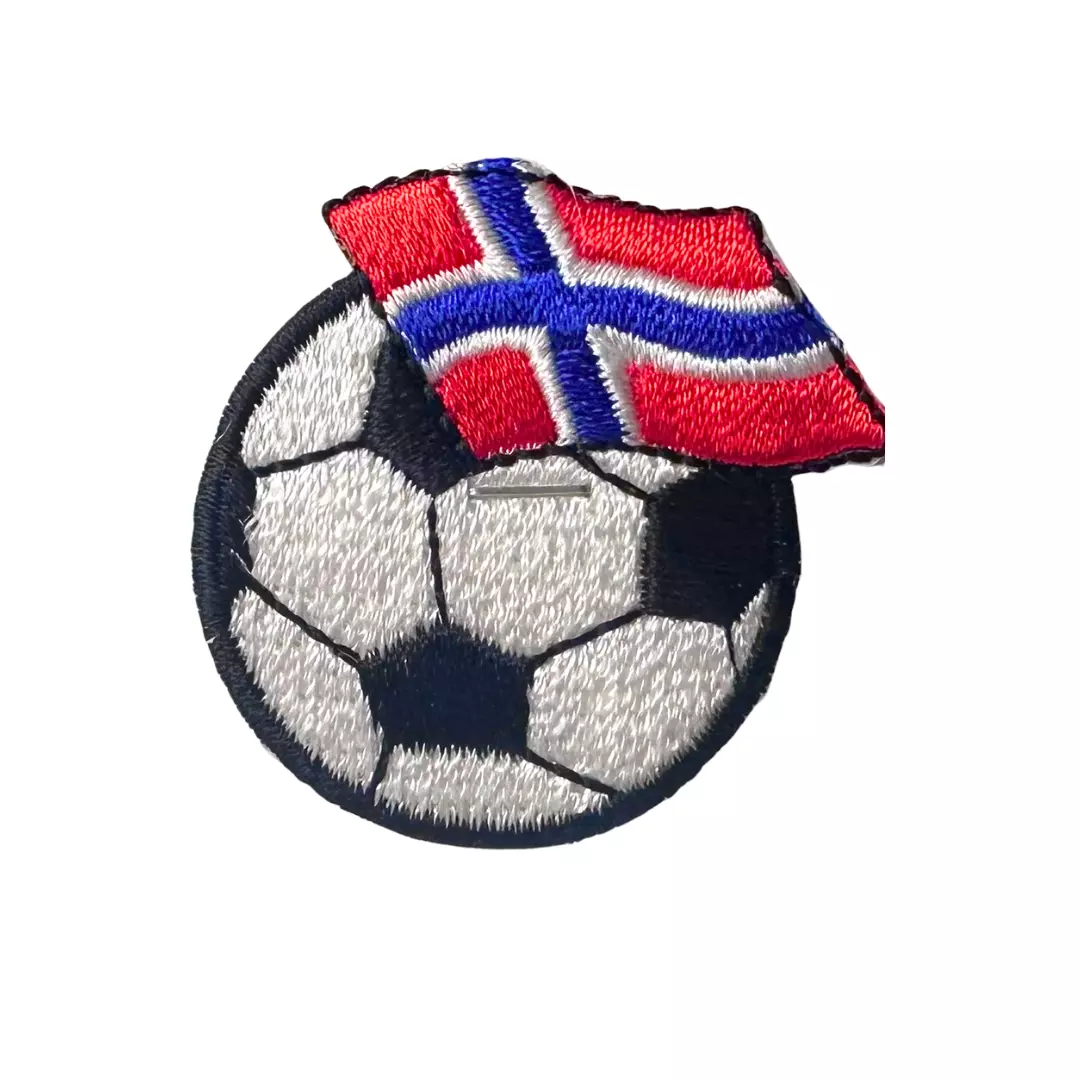 Fotball med norsk flagg - 4 x 4 cm - Strykemerke