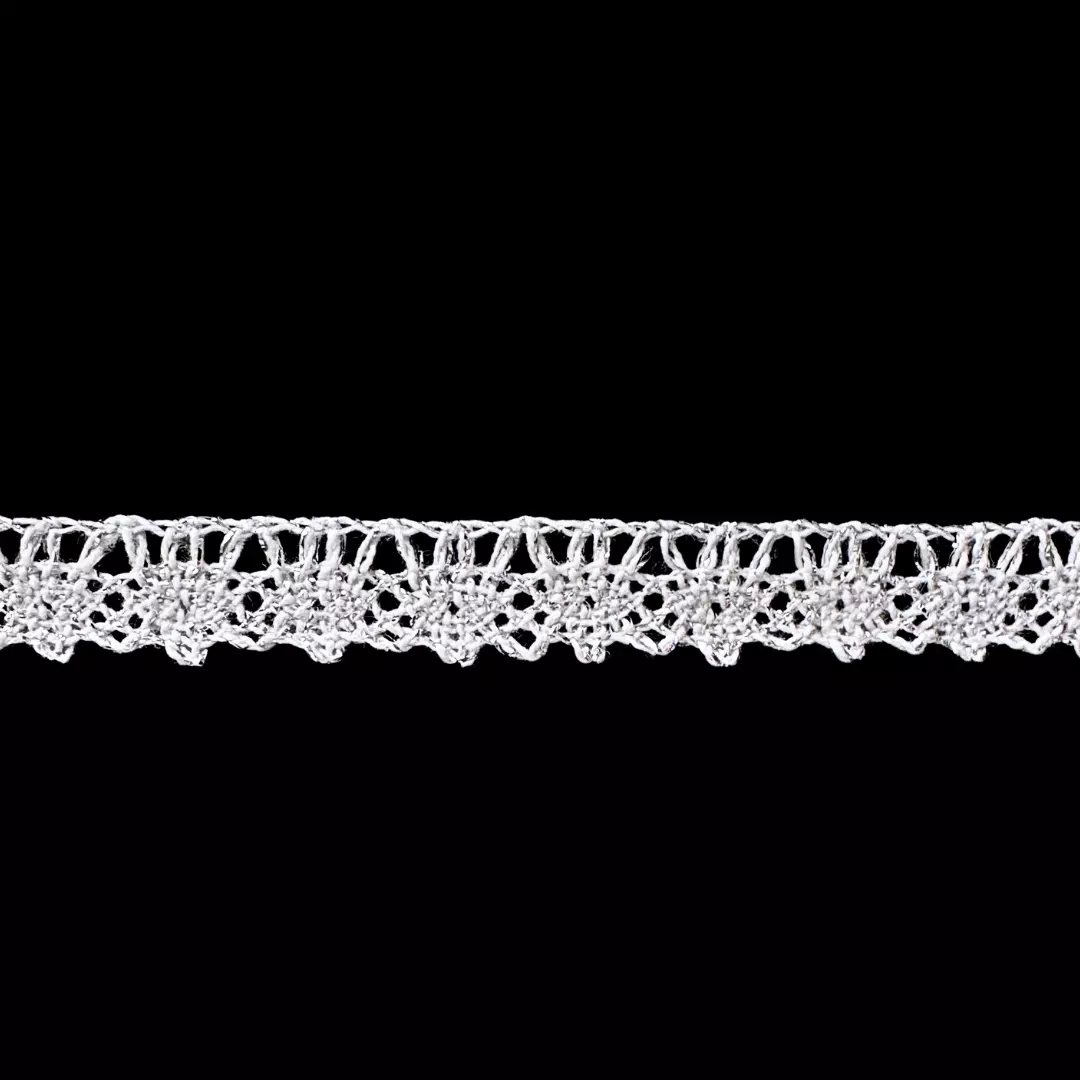 Hvit/Sølv - 12 mm - Metallic blonde