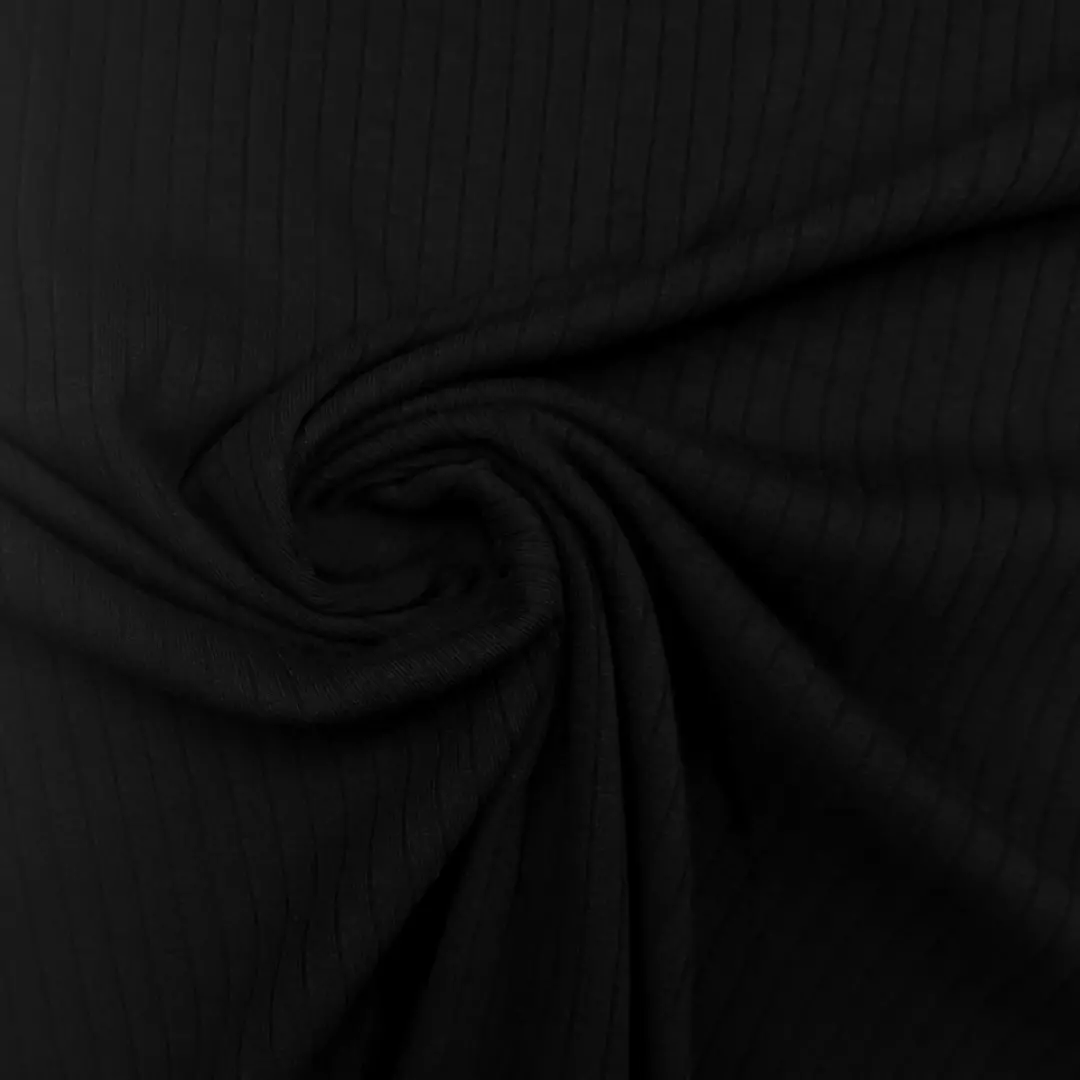 Svart 069 – Økotex – Ribb-bomullsjersey