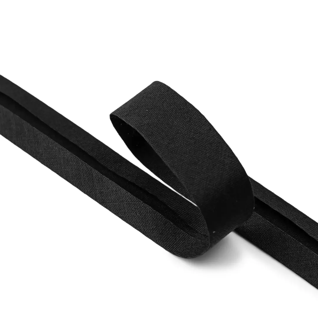 Svart col.000 - 20 mm - Bomull - Skråbånd