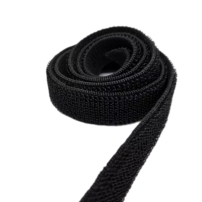 Svart - 20 mm - Loop - Borrelås med stretch