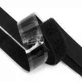 Svart – 20 mm – Komplett borrelås med lim