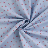 Mini Cherries blue - Økotex - Bomullspoplin