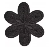 Svart blomst - 4,5x4 cm - Strykemerke