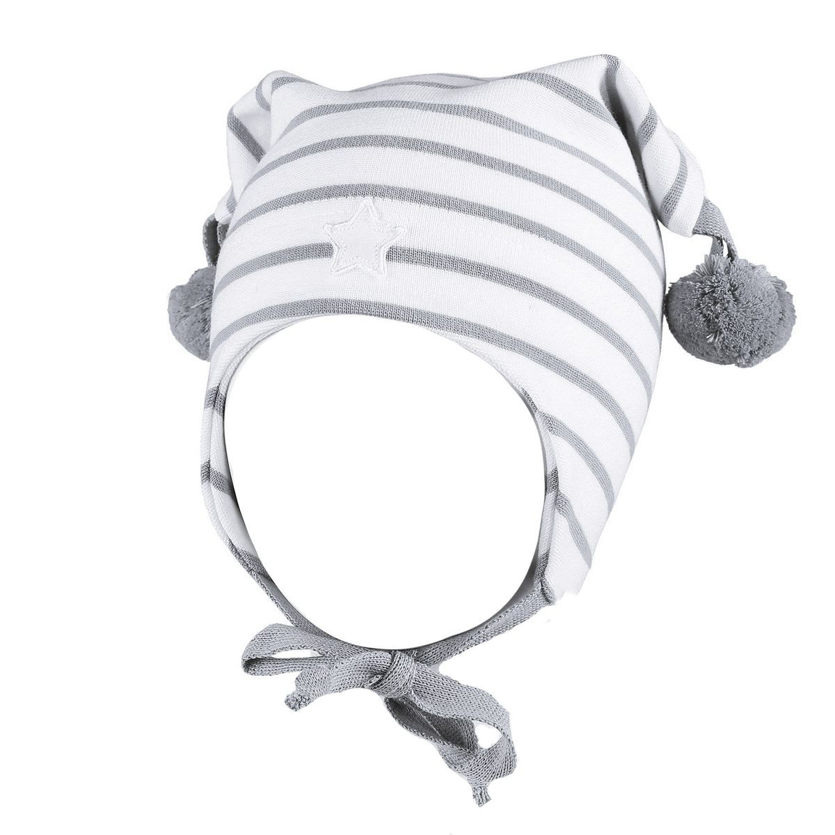 Kivat Knytelue m/krone, hvit/grå striper 10/81