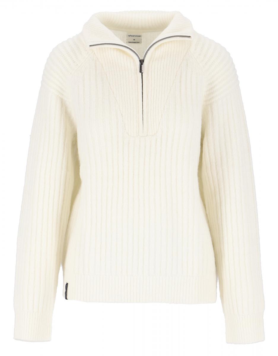 Twentyfour  Mode Iris Half Zip Genser Dame, hvit