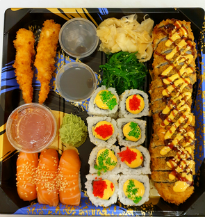 Nr. 311 Mix Sushi Plate med tempura scampi 26 biter