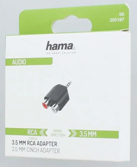 HAMA Adapter Audio 2x RCA Socket to 3.5 Jack