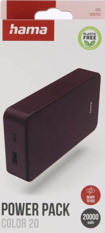 HAMA Powerbank Colour 20 20000mAh USB-C+USB-A Plum