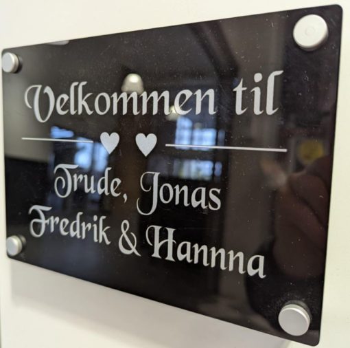 DØRSKILT 210X148mm  sort