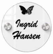 Dørskilt Ø10cm inkl. fester og skruer