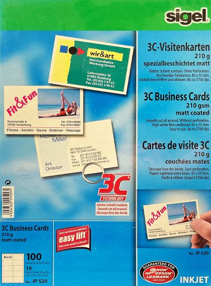 Visittkort lag selv SIGEL 100 stk 210g matt