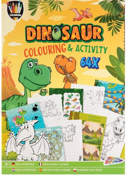 FARGE- OG AKTIVITETSBOK DINO - 64 SID