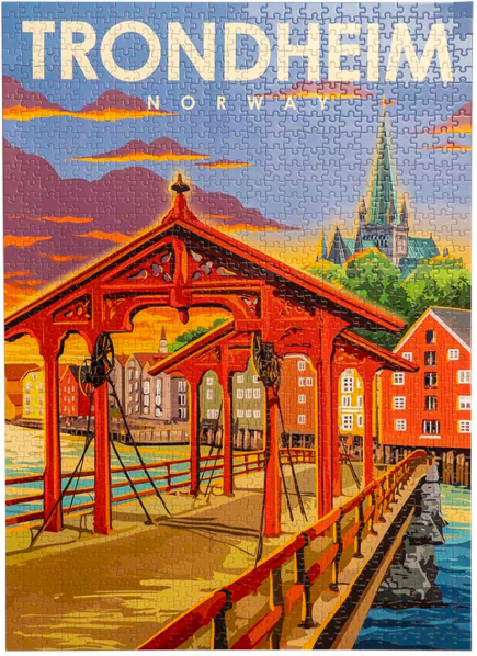 Puslespill, Trondheim, retro, 1000