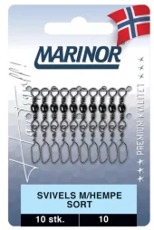 Svivels m/hempe sort 10-pk - Str. 10. Marinor
