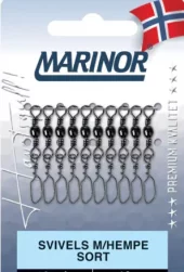 Svivels m/hempe sort 10-pk - Str. 12. Marinor