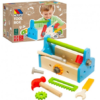 WOODEN TOOL BOX WITH 11 ACC.