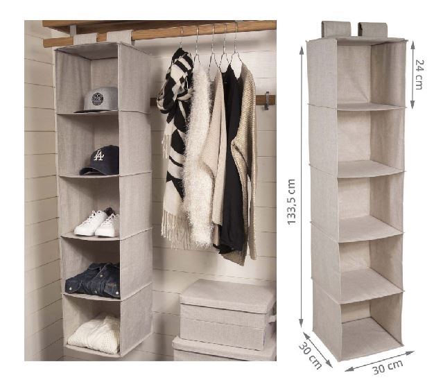 Oppbevaring BIGSO hengende 5 rom beige