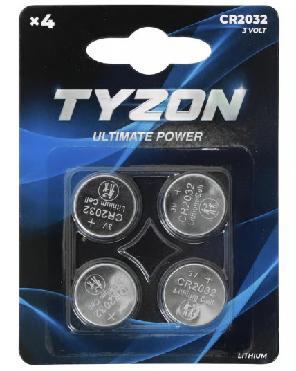 Tyzon CR2032 litiumbatterier, 4 stk.