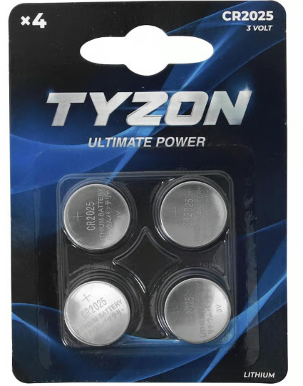 Tyzon CR2025 litiumbatterier, 4 stk