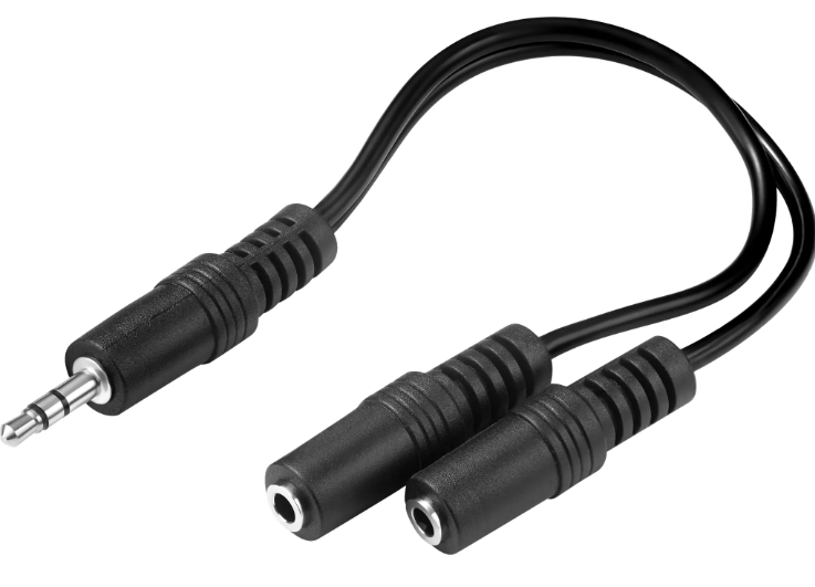MiniJack Splitter 1-2, Black