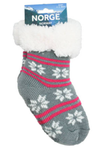 Kosesokker med stjernemønster, baby. Grå/rosa