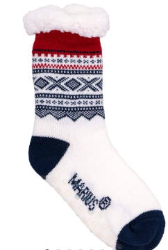 Kosesokk m. Mariusmønster, hvit/blå/rød