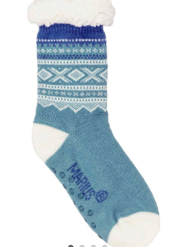 Kosesokk m. Mariusmønster, mintblå/hvit/blå, One-S