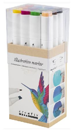 Tegnetusj, standardfarger, strek 1+8 mm